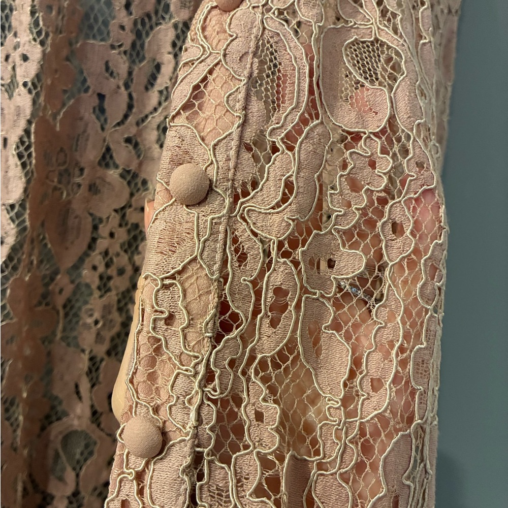 Goldie Dusty Rose Lace Button Up Shirt - Picture 5 of 6
